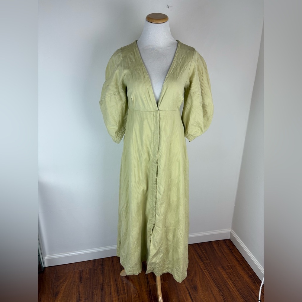 FREE PEOPLE Lydia pistachio Puff sleeve Midi dress Size XS - Picture 2 of 5
